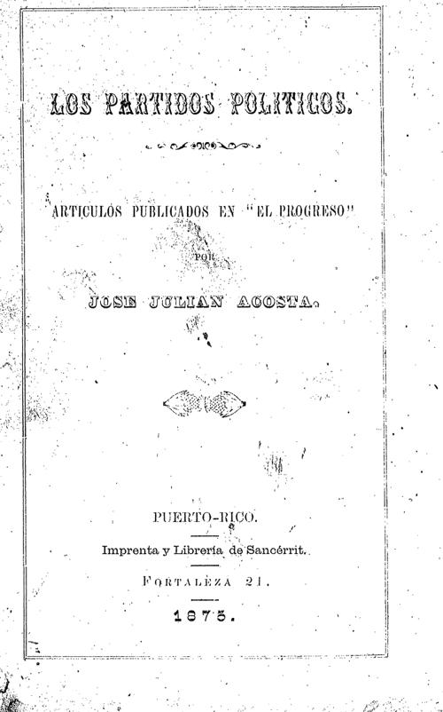 Los Partidos Políticos — Cover page, 1875