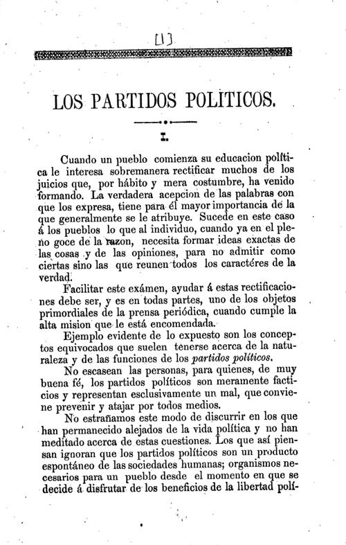 Los Partidos Políticos — Article I, September 7, 1870